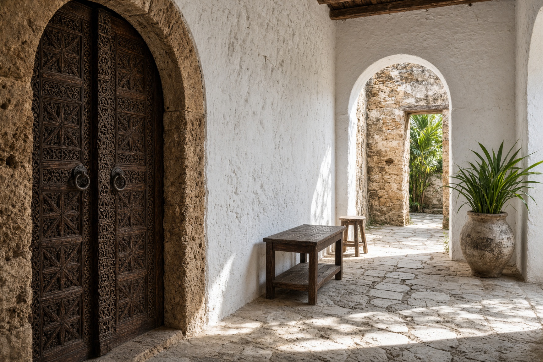 A carved doorway in Stone Town